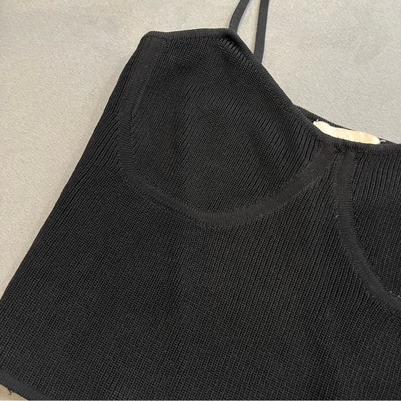 All:Row Black Spaghetti Strap Ribbed Tank Top Small - Picture 2 of 5